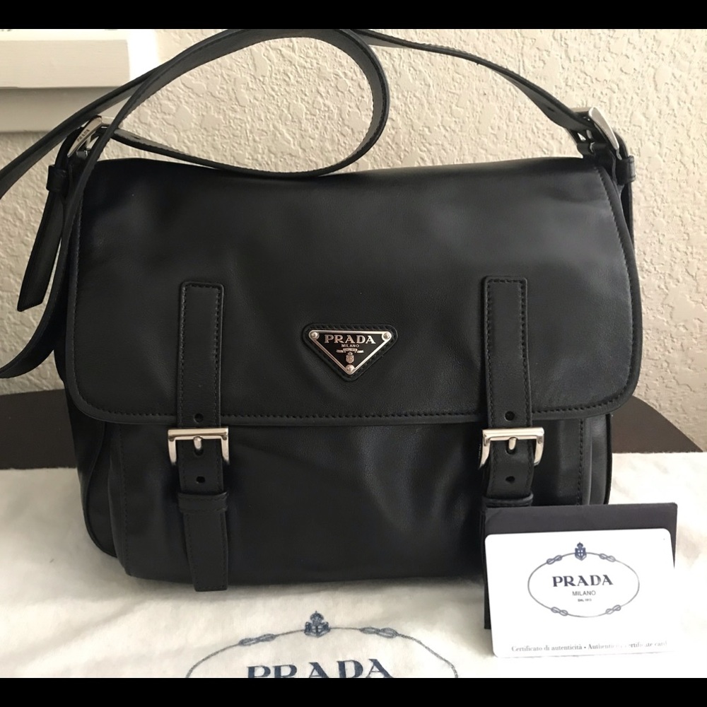 Prada soft calf leather shoulder/crossbody bag